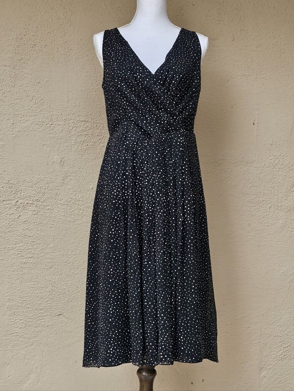 Vintage Talbots Pure Silk Surplice Neckline Dress W/ Pleating & Faux Wrap Sz 10